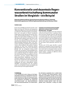 Konventionelle und dezentrale Regenwasserbewirtschaftung kommunaler Straßen im Vergleich - ein Beispiel