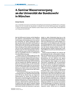 4. Seminar Wasserversorgung an der Universität der Bundeswehr in München