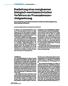 Erarbeitung eines energiearmen biologisch-membrantechnischen Verfahrens zur Prozessabwasserrückgewinnung