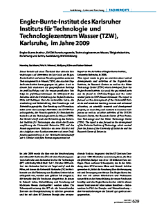 Engler-Bunte-Institut des Karlsruher Instituts für Technologie und Technologiezentrum Wasser (TZW), Karlsruhe, im Jahre 2009