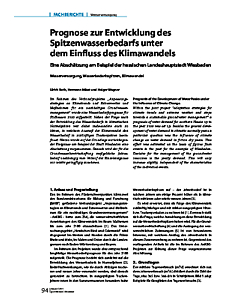 Prognose zur Entwicklung des Spitzenwasserbedarfs unter dem Einfluss des Klimawandels