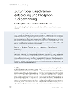 Zukunft der Klärschlammentsorgung und Phosphorrückgewinnung
