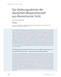 Der Ordnungsrahmen der deutschen Wasserwirtschaft aus ökonomischer Sicht