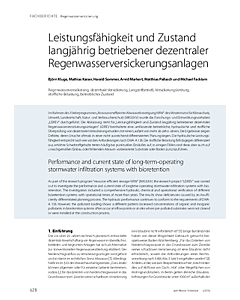 Leistungsfähigkeit und Zustand langjährig betriebener dezentraler Regenwasserversickerungsanlagen