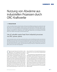 Nutzung von Abwärme aus industriellen Prozessen durch ORC-Kraftwerke
