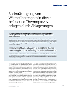 Beeinträchtigung von Wärmeübertragern in direkt befeuerten Thermoprozess­anlagen durch Ablagerungen