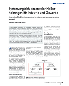 Systemvergleich dezentraler Hallenheizungen für Industrie und Gewerbe