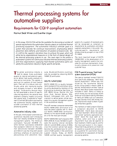 Thermal processing systems for automotive suppliers Requirements for CQI-9 compliant automation