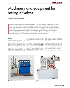 Machinery and equipment for testing of valves