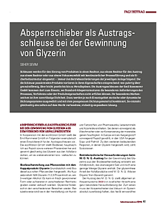Absperrschieber als Austragsschleuse bei der Gewinnung von Glyzerin