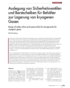 Auslegung von Sicherheitsventilen und Berstscheiben für Behälter zur Lagerung von kryogenen Gasen