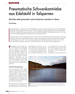 Pneumatische Schwenkantriebe aus Edelstahl in Talsperren