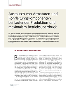 Austausch von Armaturen und Rohrleitungskomponenten bei laufender Produktion und maximalem Betriebsüberdruck