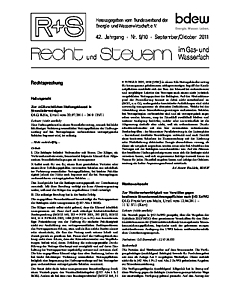 R + S - Recht und Steuern im Gas- und Wasserfach - Ausgabe 09-10 2011