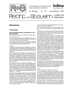 R + S - Recht und Steuern im Gas- und Wasserfach - Ausgabe 01-02 2013