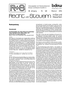 R + S - Recht und Steuern im Gas- und Wasserfach - Ausgabe 05-06 2015