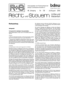 R + S - Recht und Steuern im Gas- und Wasserfach - Ausgabe 07-08 2015