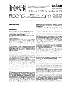 R + S - Recht und Steuern im Gas- und Wasserfach - Ausgabe 11-12 2015