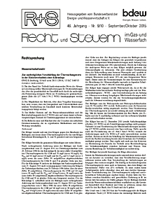 R + S - Recht und Steuern im Gas- und Wasserfach - Ausgabe 09-10 2015