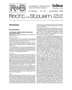 R + S - Recht und Steuern im Gas- und Wasserfach - Ausgabe 01-02 2016
