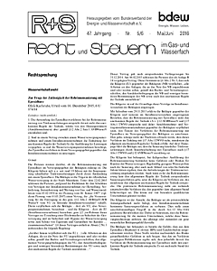 R + S - Recht und Steuern im Gas- und Wasserfach - Ausgabe 05-06 2016