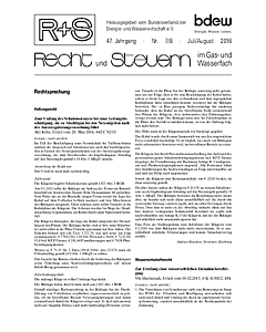 R + S - Recht und Steuern im Gas- und Wasserfach - Ausgabe 07-08 2016