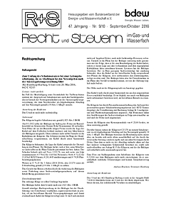 R + S - Recht und Steuern im Gas- und Wasserfach - Ausgabe 09-10 2016