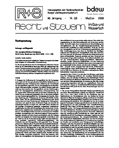 R + S - Recht und Steuern im Gas- und Wasserfach - Ausgabe 05-06 2009