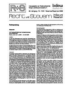 R + S - Recht und Steuern im Gas- und Wasserfach - Ausgabe 11-12 2009
