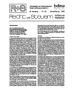 R + S - Recht und Steuern im Gas- und Wasserfach - Ausgabe 01-02 2010
