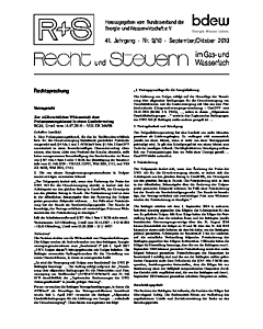 R + S - Recht und Steuern im Gas- und Wasserfach - Ausgabe 09-10 2010