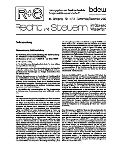 R + S - Recht und Steuern im Gas- und Wasserfach - Ausgabe 11-12 2010
