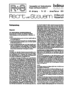 R + S - Recht und Steuern im Gas- und Wasserfach - Ausgabe 01-02 2011