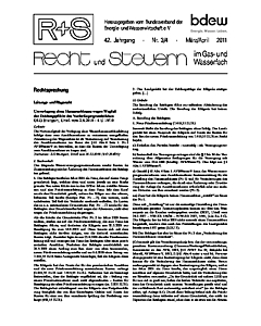 R + S - Recht und Steuern im Gas- und Wasserfach - Ausgabe 03-04 2011