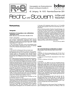 R + S - Recht und Steuern im Gas- und Wasserfach - Ausgabe 11-12 2011