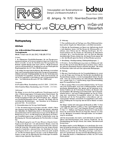 R + S - Recht und Steuern im Gas- und Wasserfach - Ausgabe 11-12 2012