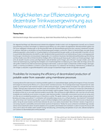Möglichkeiten zur Effizienzsteigerung dezentraler Trinkwassergewinnung aus Meerwasser mit Membranverfahren