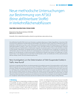 Neue methodische Untersuchungen zur Bestimmung von AFS63 (feine abfiltrierbare Stoffe) in Verkehrsflächenabflüssen