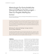Metrologie für fortschrittliche Wasserstoffspeicherlösungen – Das EU-Projekt MefHySto