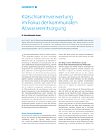 Klärschlammverwertung im Fokus der kommunalen Abwasserentsorgung