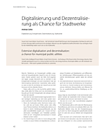 Digitalisierung und Dezentralisierung als Chance für Stadtwerke