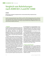 Vergleich von Rohrleitungen nach ASME B31.3 und EN 13480