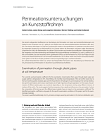Permeationsuntersuchungen an Kunststoffrohren