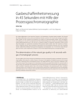 Gasbeschaffenheitsmessung in 45 Sekunden mit Hilfe der Prozessgaschromatographie