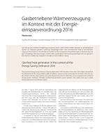 Gasbetriebene Wärmeerzeugung im Kontext mit der Energieeinsparverordnung 2016