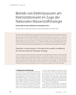 Betrieb von Elektrolyseuren am Elektrizitätsmarkt im Zuge der Nationalen Wasserstoffstrategie