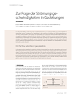 Zur Frage der Strömungsgeschwindigkeiten in Gasleitungen