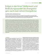 Erdgas in der Krise? Stellenwert und Bedeutungswandel des Energieträgers nach zwei Jahren Energiekrise