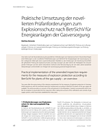 Praktische Umsetzung der novellierten Prüfanforderungen zum Explosionsschutz nach BetrSichV für Energieanlagen der Gasversorgung