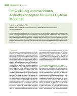 Entwicklung von maritimen Antriebskonzepten für eine CO2-freie Mobilität